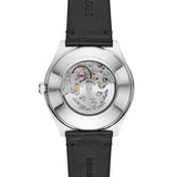 Emporio Armani Meccanico White Skeleton Dial Black Leather Strap Watch For Men - AR60003