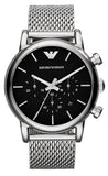 Emporio Armani Luigi Black Dial Silver Mesh Bracelet Watch For Men - AR8032