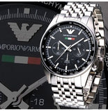 Emporio Armani Team Italia Chronograph Black Dial Silver Steel Strap Watch For Men - AR5983