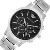 Emporio Armani Classic Chronograph Black Dial Silver Steel Strap Watch For Men - AR2434