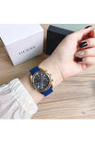 Guess Catalina Blue Gold Tone Blue Silicone Strap Watch For Women - W0562L2