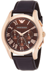 Emporio Armani Chronograph Brown Dial Brown Leather Strap Watch For Men AR1701