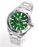 Tag Heuer Aquaracer Calibre 5 Automatic Green Dial Silver Steel Strap Watch for Men - WAY2015.BA0927