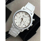 Emporio Armani Luigi Chronograph Ceramic White Dial White Ceramic Strap Watch For Men - AR1499