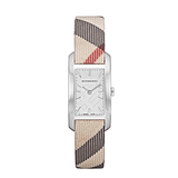 Burberry The Pioneer Silver Dial Haymarket Leather Strap Watch for Women - BU9406