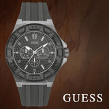 Guess Force Grey Dial Grey Rubber Strap Watch For Men - W0674G8