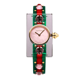 Gucci Vintage Web Pink Mother of Pearl Dial Two Tone Plastic Strap Watch For Women - YA143525