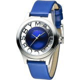 Marc Jacobs Henry Skeleton Blue Dial Blue Leather Strap Watch for Women - MBM1337