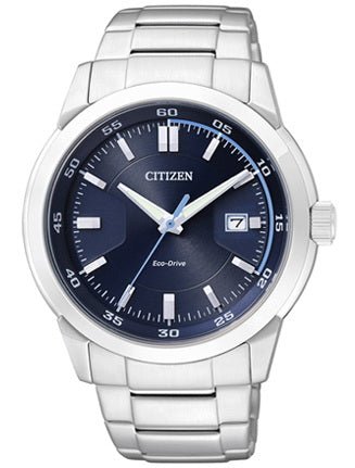 Citizen Eco Drive Blue Dial Silver Stainless Steel Watch For Men
