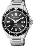 Citizen Promaster Diver Chronograph Black Dial Silver Steel Strap Watch For Men - BN0190-82E