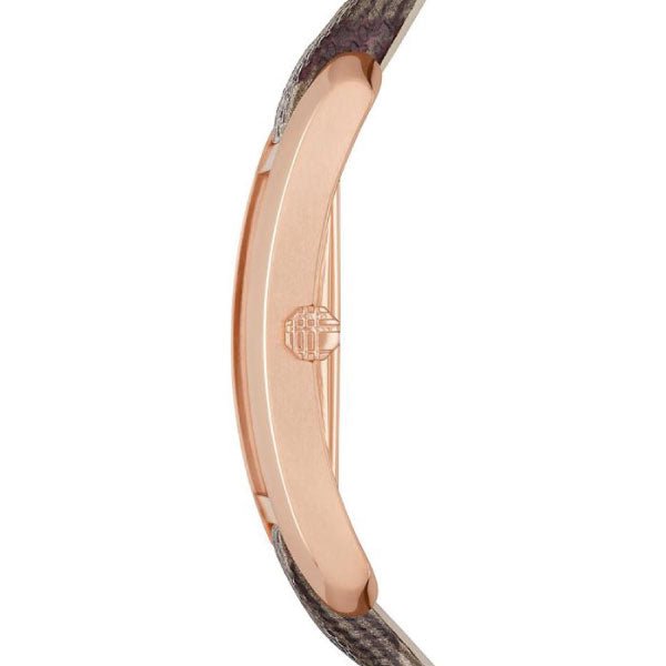 Burberry The Pioneer Rose Gold Dial Haymarket Leather Strap Watch for Women - BU9408