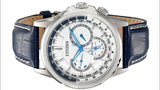 Citizen Eco Drive Calendrier White Dial Blue Leather Strap Watch For Men - BU2020-11A