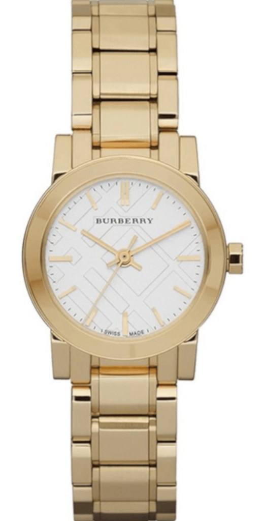 Burberry The City White Dial Gold Stainless Steel Strap Watch for