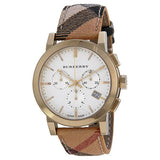 Burberry The City White Dial Haymarket Leather Strap Watch for Women - BU9752