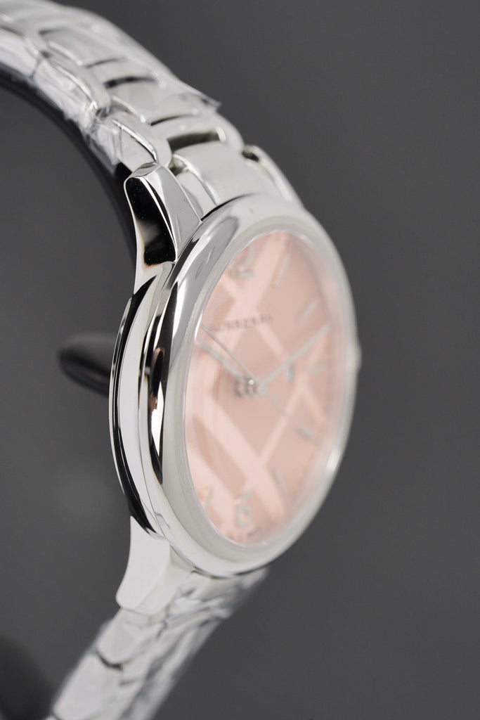 Burberry The Classic Pink Dial Silver Steel Strap Watch for Women - BU10111
