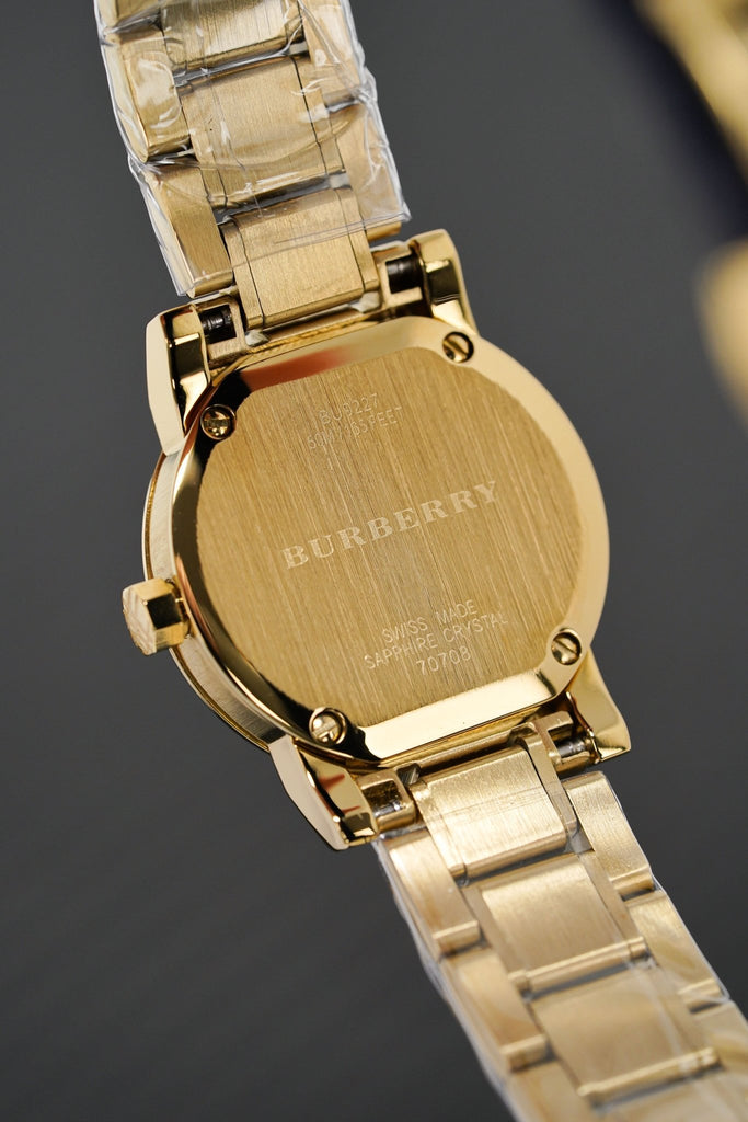 Burberry The City Gold Dial Gold Steel Strap Watch for Women