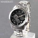 Maserati Successo Chronograph Black Dial Silver Steel Strap Watch For Men - R8873621001