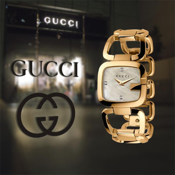Gucci G Gucci Diamonds Mother of Pearl Dial Yellow Gold Steel Strap Watch For Women - YA125513