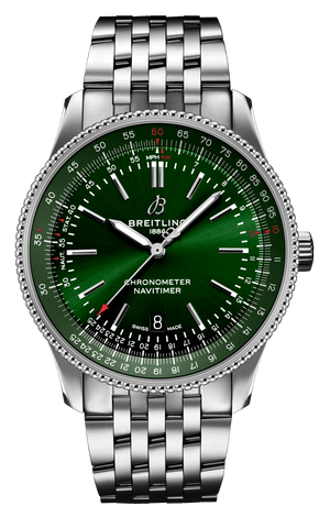 Breitling Navitimer Automatic 41mm Green Dial Silver Steel Strap Watch for Men - A17326361L1A1