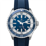 Breitling Superocean Automatic 42mm Blue Dial Blue Rubber Strap Watch for Men - A17375E71C1S1