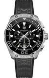 Tag Heuer Carrera Aquaracer Quartz Chronograph Black Dial Black Rubber Strap Watch for Men - CAY111A.FT6041