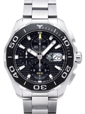 Tag Heuer Aquaracer Calibre 16 Day-Date Black Dial Silver Steel Strap Watch for Men - CAY211A.BA0927