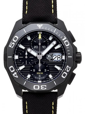 Tag Heuer Aquaracer Chronograph PVD Black Dial Black Nylon Strap Watch for Men - CAY218A.FC6361