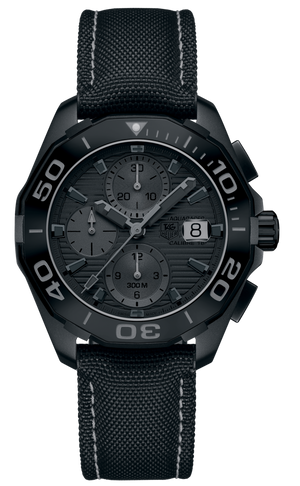 Tag Heuer Aquaracer Automatic Chronograph Special Edition Titanium Grey Dial Black Leather Strap Watch for Men - CAY218B.FC6370