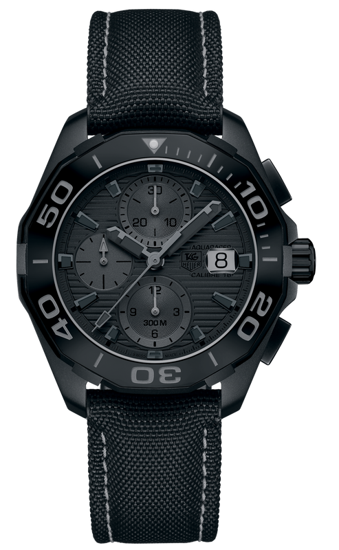 Tag Heuer Aquaracer Automatic Chronograph Special Edition Titanium Grey Dial Black Leather Strap Watch for Men - CAY218B.FC6370