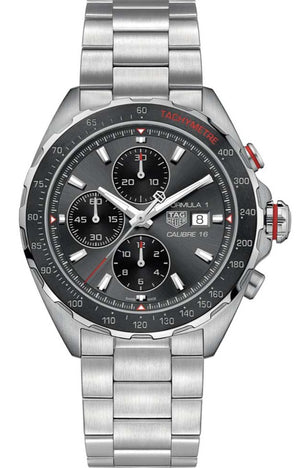 Tag Heuer Formula 1 Automatic Chronograph Grey Dial Silver Strap Watch for Men - CAZ2012.BA0876