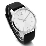 Calvin Klein City Silver Dial Black Leather Strap Watch For Women - K2G231C6