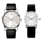 Calvin Klein City Silver Dial Black Leather Strap Watch For Women - K2G231C6