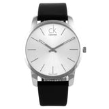 Calvin Klein City White Dial Black Leather Strap Watch For Men - K2G211C6