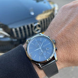 Hugo Boss Jet Blue Dial Gunmetal Mesh Bracelet Watch for Men  - 1513677