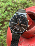 Hugo Boss Associate Black Dial Black Mesh Bracelet Watch for Men - 1513811