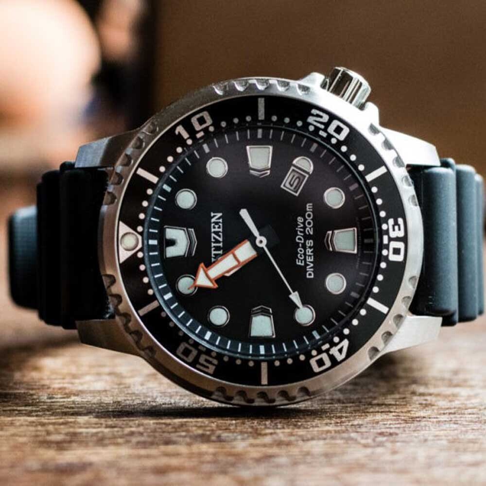 Citizen Eco Drive Pro Master Diver Black Dial Black Steel Strap