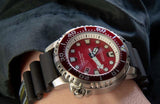 Citizen Eco Drive Promaster Marine Red Dial Black Rubber Strap Watch For Men - BN0159-15X