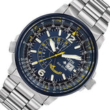 Citizen Promaster Nighthawk Eco Drive Navy Blue Dial Silver Steel Strap Watch For Men - BJ7006-56L