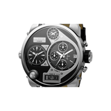 Diesel Mr Daddy Chronograph White Dial Black Leather Strap Watch For Men - DZ7125