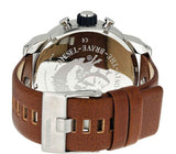 Diesel SBA Dual Time Black Dial Brown Leather Strap Watch For Men - DZ7264