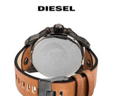 Diesel SBA Dual Time Chronograph White Dial Brown Leather Strap Watch For Men - DZ7269