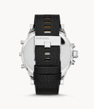 Diesel Mr Daddy Black Dial Black Leather Strap Watch For Men - DZ7313