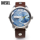 Diesel Mini Daddy LIght Blue Dial Brown Leather Strap Watch For Men - DZ7321