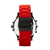 Diesel Mr Daddy 2.0 Black Dial Red Steel Strap Watch For Men - DZ7370