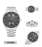 Tommy Hilfiger Hunter Grey Dial Silver Stainless Steel Strap Watch for Men - 1791608