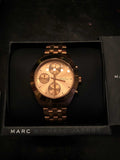 Marc Jacobs Peeker Chronograph Rose Gold Dial Stainless Steel Strap Watch for Women - MBM3394