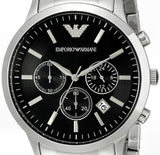 Emporio Armani Classic Chronograph Black Dial Silver Steel Strap Watch For Men - AR2434