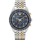 Emporio Armani Tazio Chronograph Blue Dial Two Tone Stainless Steel Watch For Men - AR6088