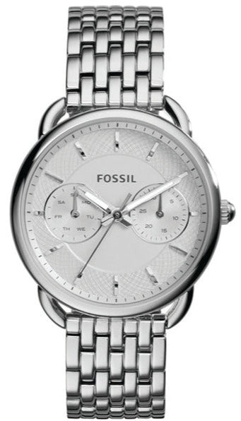 Fossil Tailor Silver Dial Silver Steel Strap Watch for Women