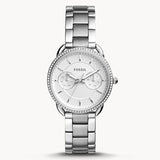 Fossil Tailor White Dial Silver Steel Strap Watch for Women - ES4262